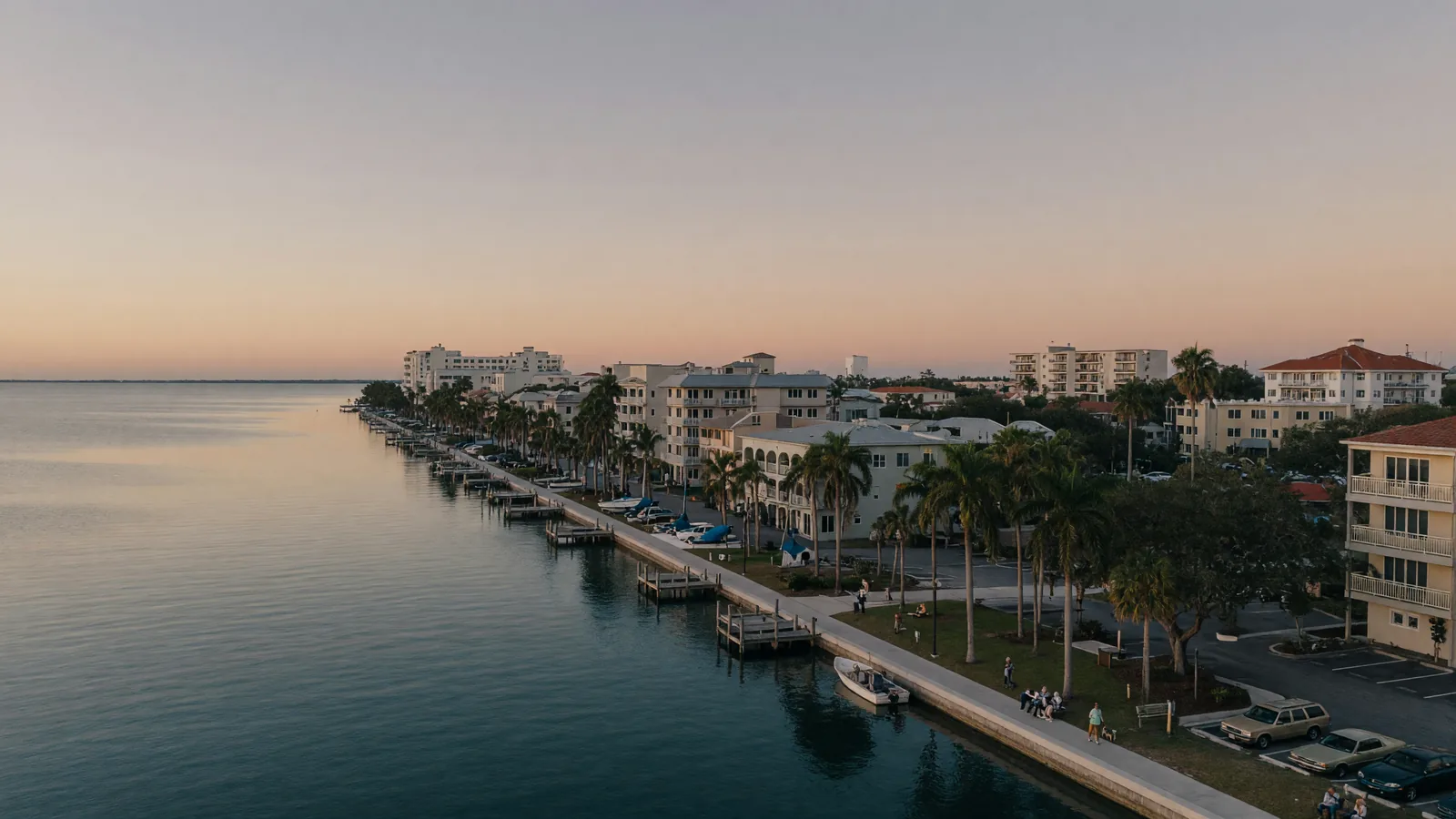 A calm Florida waterfront at sunrise
